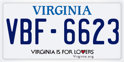 VA license plate VBF6623