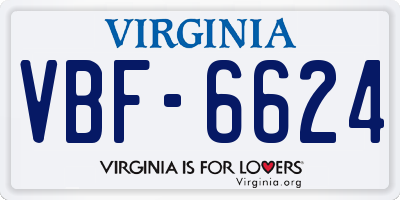 VA license plate VBF6624