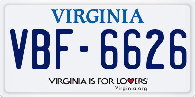 VA license plate VBF6626