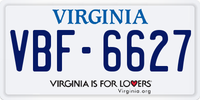 VA license plate VBF6627