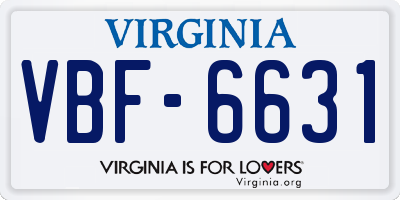 VA license plate VBF6631