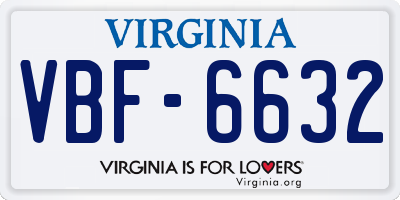 VA license plate VBF6632