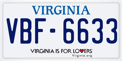 VA license plate VBF6633