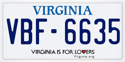 VA license plate VBF6635