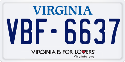 VA license plate VBF6637