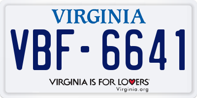 VA license plate VBF6641