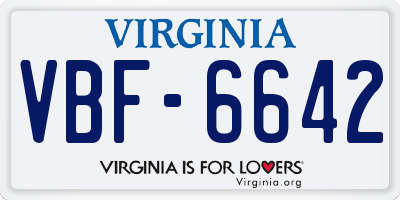 VA license plate VBF6642