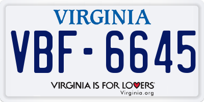 VA license plate VBF6645