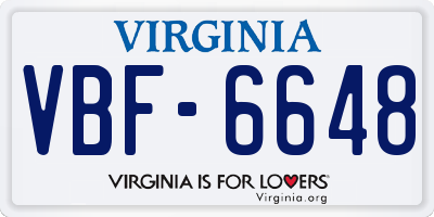 VA license plate VBF6648