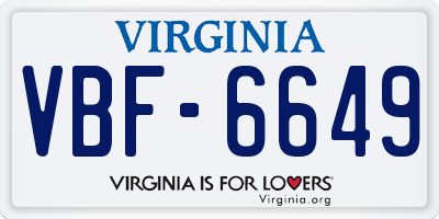 VA license plate VBF6649