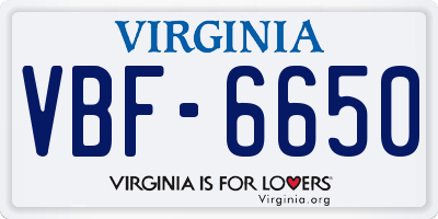 VA license plate VBF6650