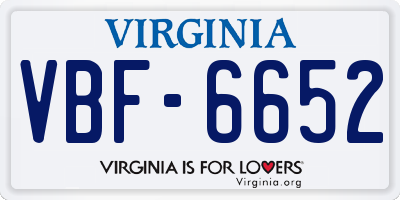 VA license plate VBF6652
