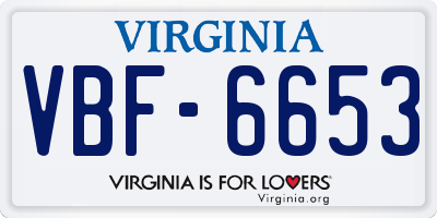 VA license plate VBF6653
