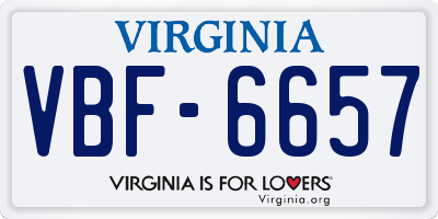 VA license plate VBF6657