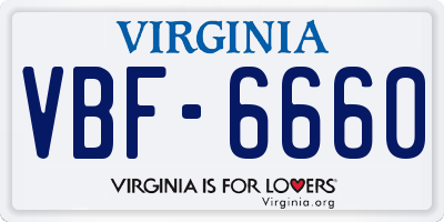 VA license plate VBF6660