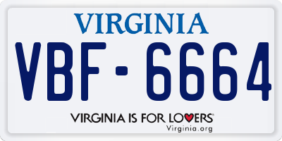 VA license plate VBF6664
