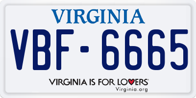 VA license plate VBF6665