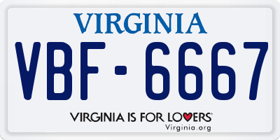 VA license plate VBF6667