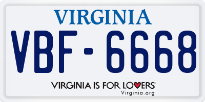 VA license plate VBF6668