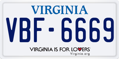 VA license plate VBF6669