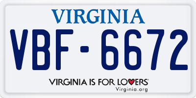 VA license plate VBF6672