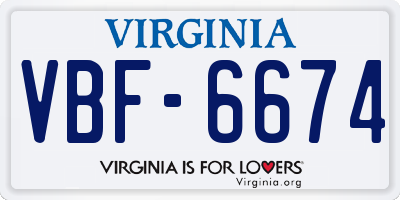 VA license plate VBF6674