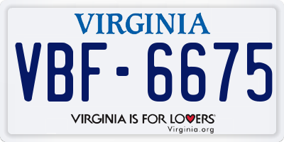 VA license plate VBF6675