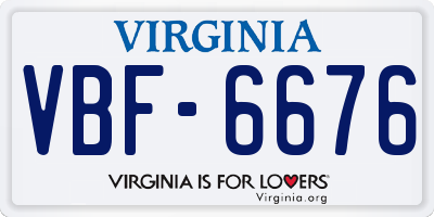 VA license plate VBF6676