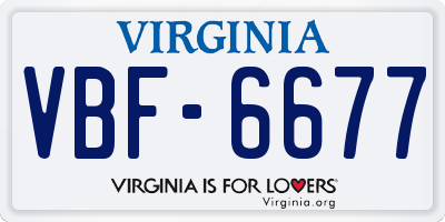 VA license plate VBF6677