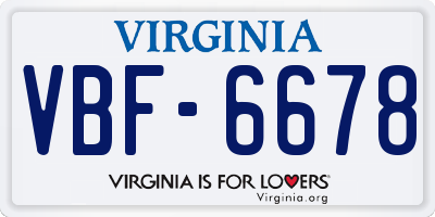 VA license plate VBF6678