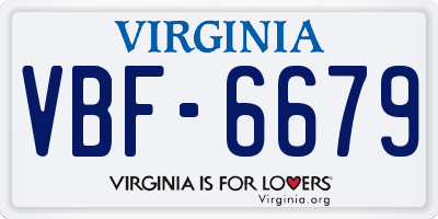 VA license plate VBF6679