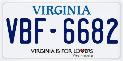 VA license plate VBF6682
