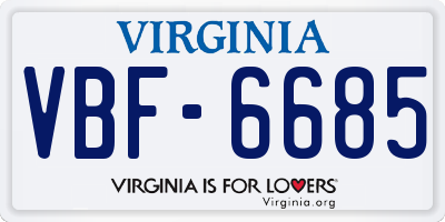 VA license plate VBF6685