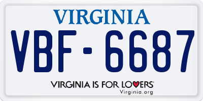 VA license plate VBF6687
