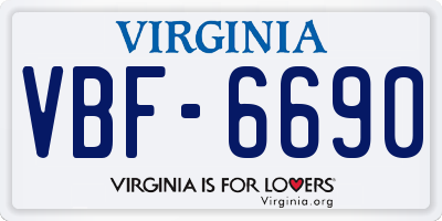 VA license plate VBF6690