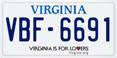 VA license plate VBF6691