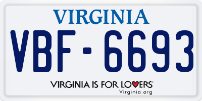 VA license plate VBF6693