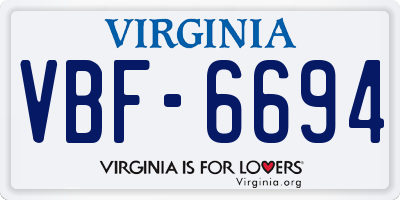 VA license plate VBF6694