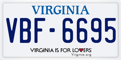 VA license plate VBF6695