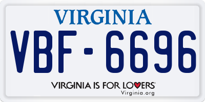 VA license plate VBF6696