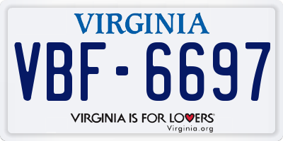 VA license plate VBF6697
