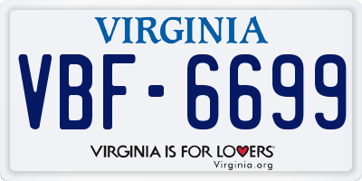 VA license plate VBF6699