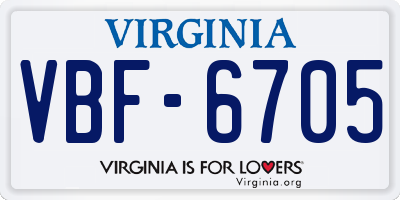 VA license plate VBF6705