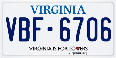 VA license plate VBF6706