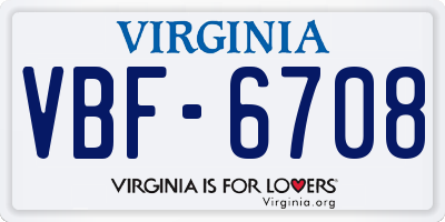 VA license plate VBF6708