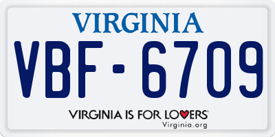 VA license plate VBF6709