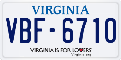 VA license plate VBF6710