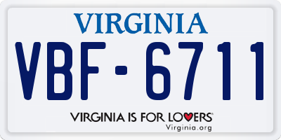 VA license plate VBF6711