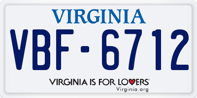VA license plate VBF6712