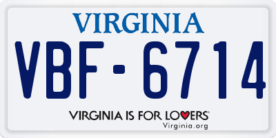 VA license plate VBF6714